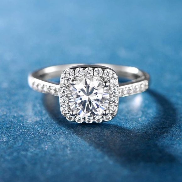 18K White Gold Plated Cubic Zirconia Promise Ring - Picture 3 of 7
